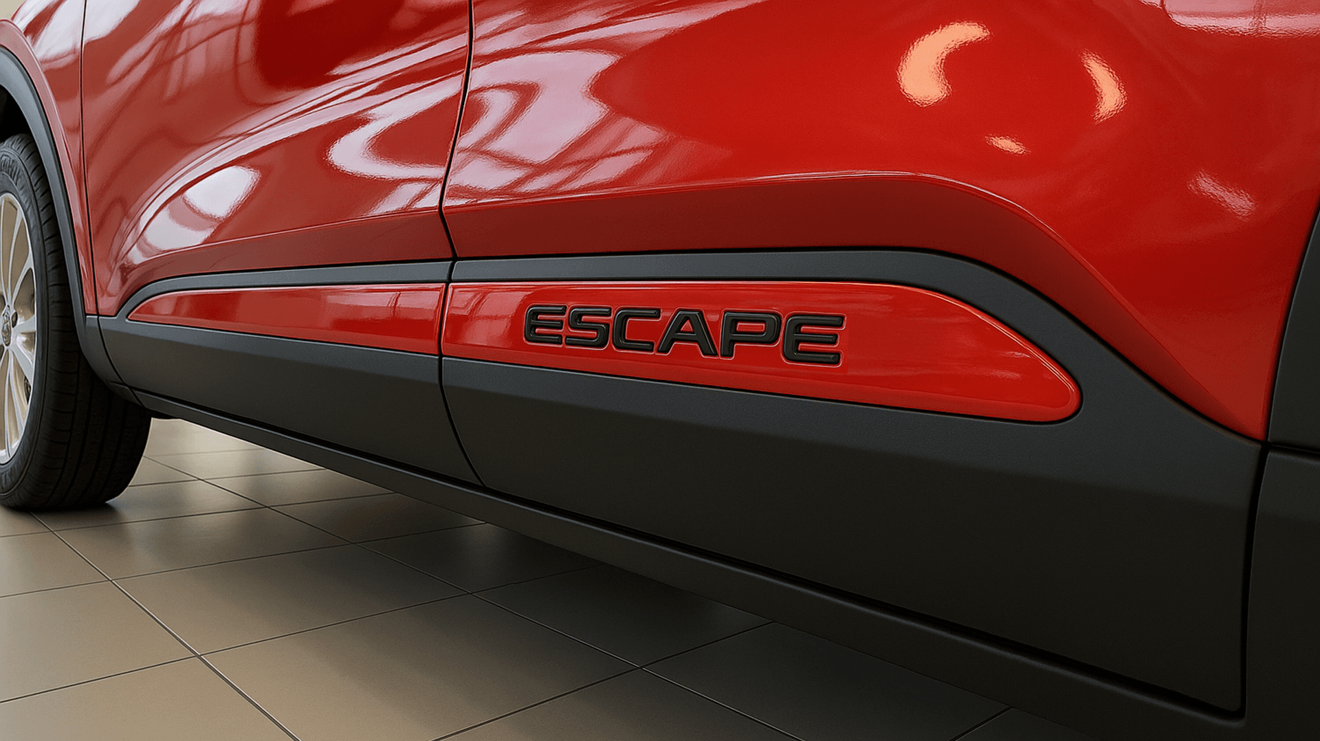 Custom-fit rocker trims installed on a vehicle